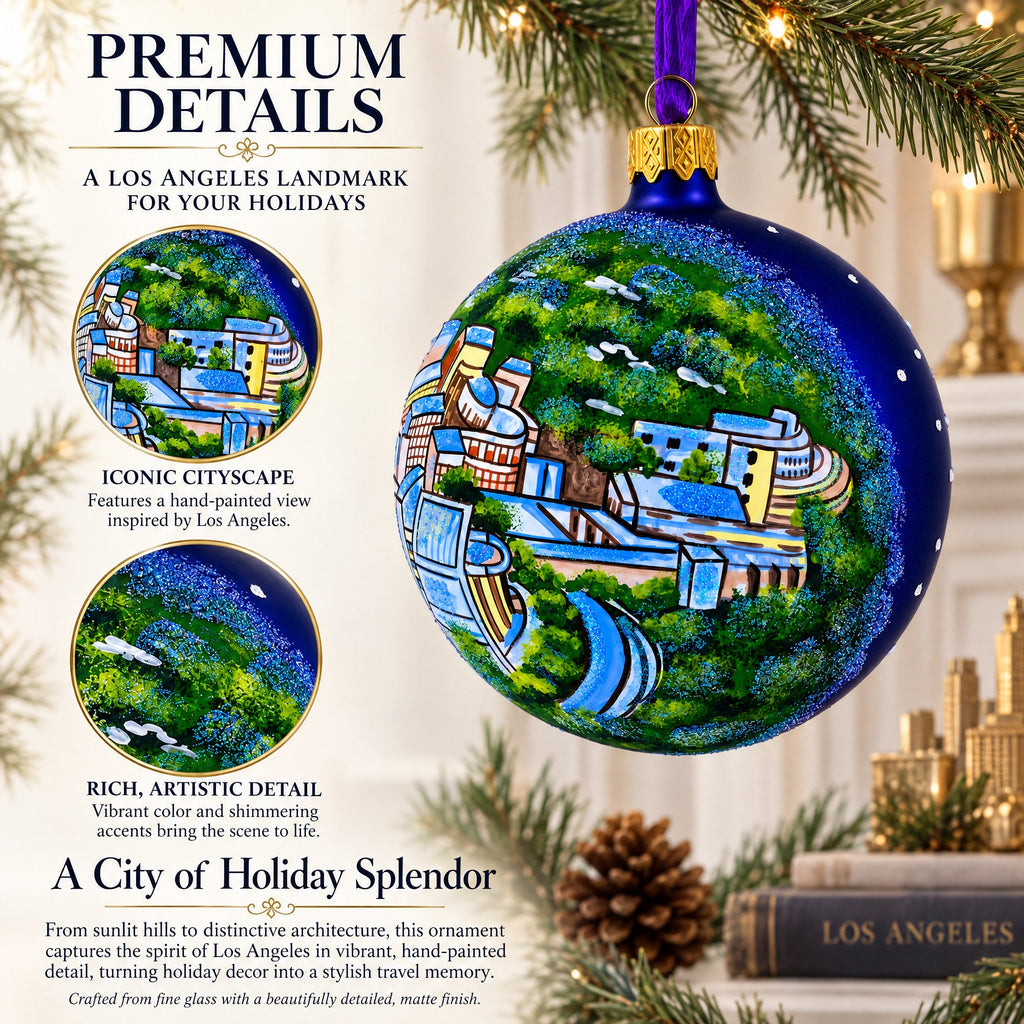 Los Angeles, California Glass Ball Christmas Ornament 4 Inches