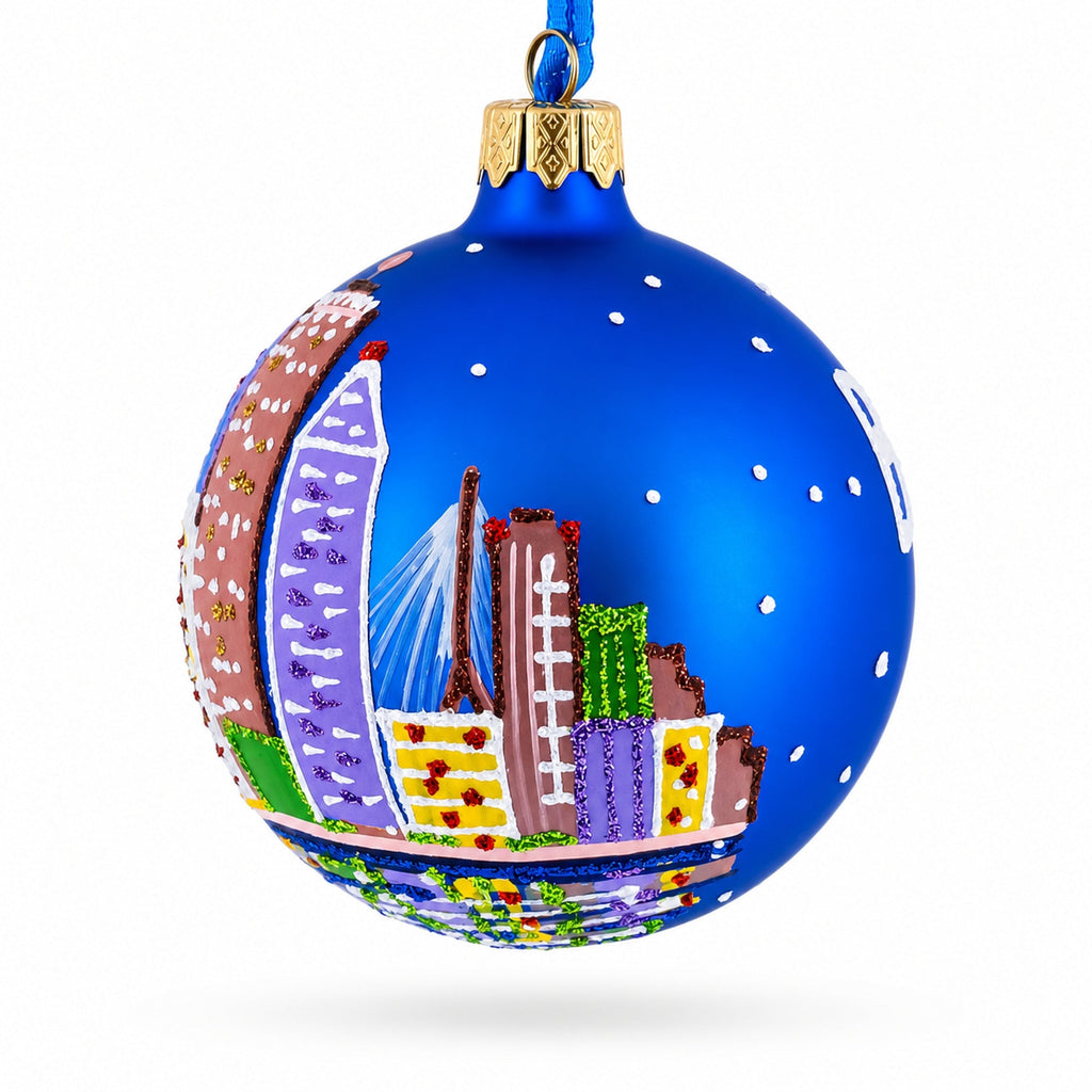Boston, Massachusetts Glass Ball Christmas Ornament 3.25 Inches