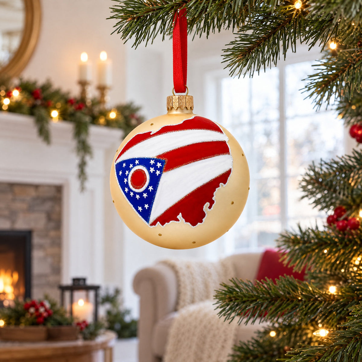 Ohio State, USA Glass Ball Christmas Ornament 4 Inches