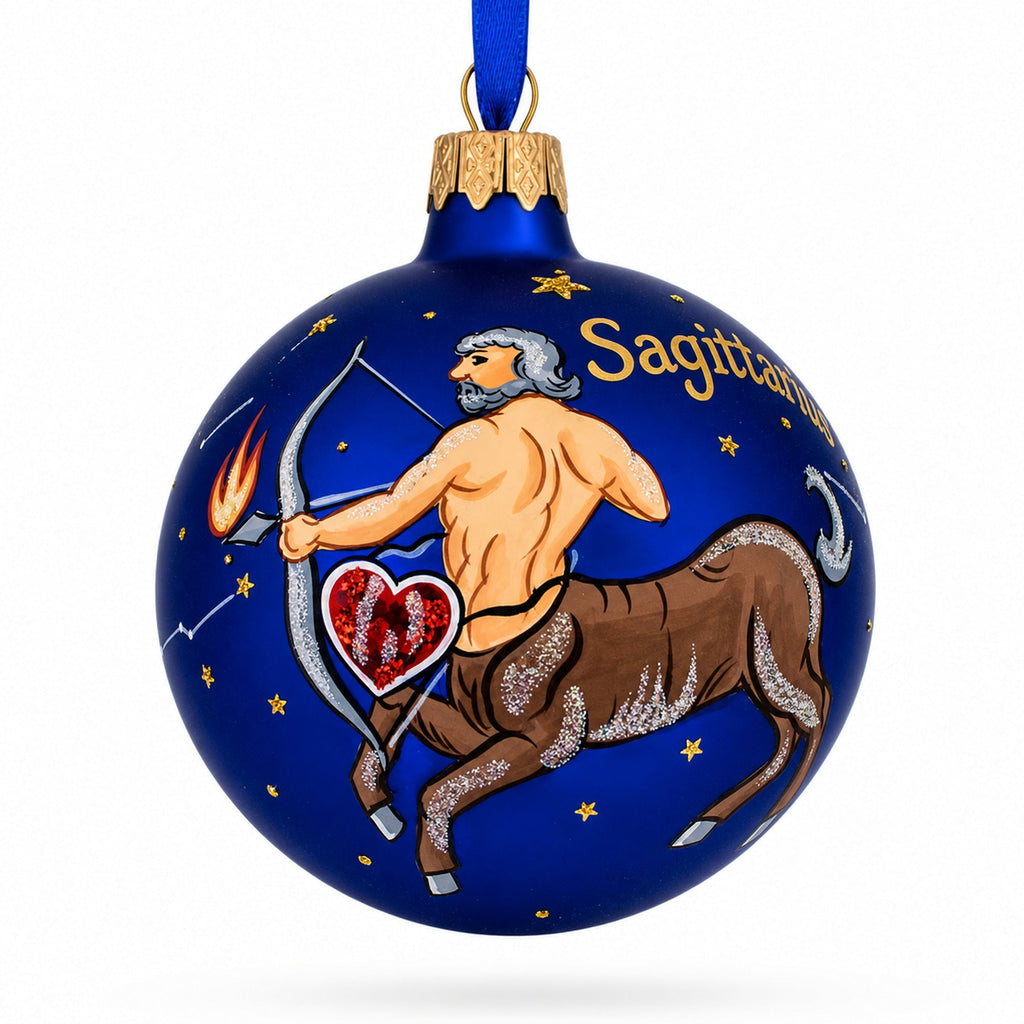 Sagittarius Zodiac Horoscope Sign Glass Ball Christmas Ornament 3.25 Inches