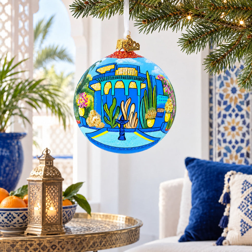 Jardin Majorelle, Marrakesh, Morocco Glass Ball Christmas Ornament 4 Inches