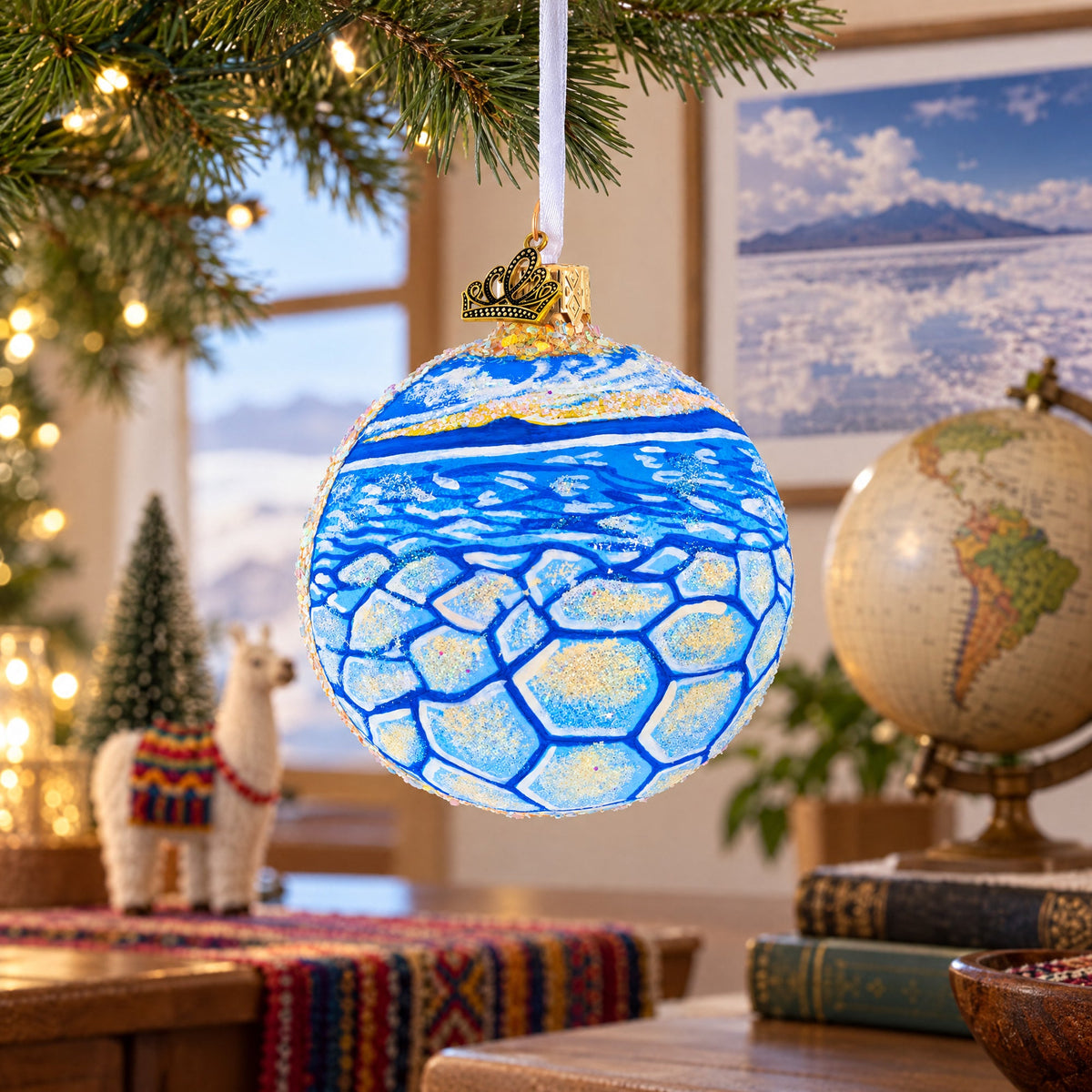 Salar de Uyuni, Bolivia Glass Ball Christmas Ornament