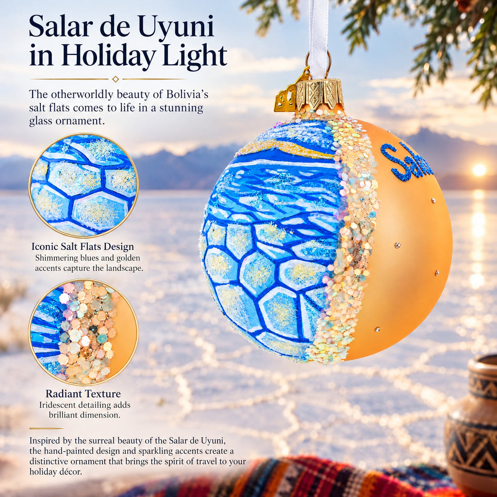 Salar de Uyuni, Bolivia Glass Ball Christmas Ornament