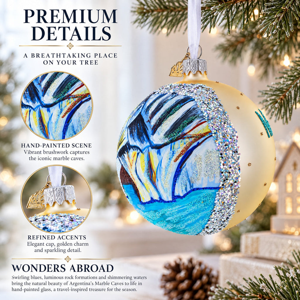 Marble Caves, Argentina Glass Ball Christmas Ornament