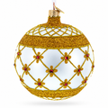 Red Jewels Silver Glass Ball Christmas Ornament