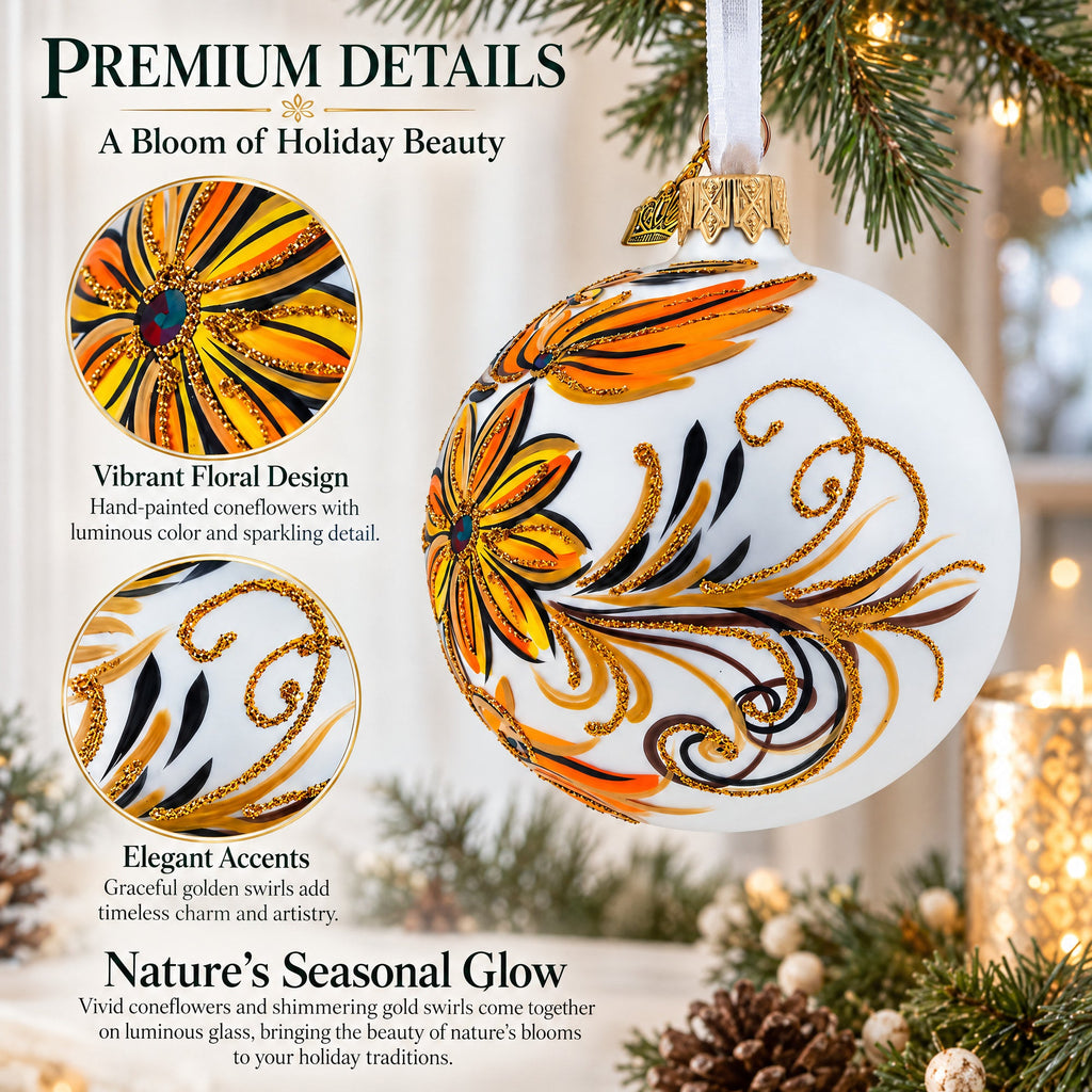Coneflowers Glass Ball Ornament