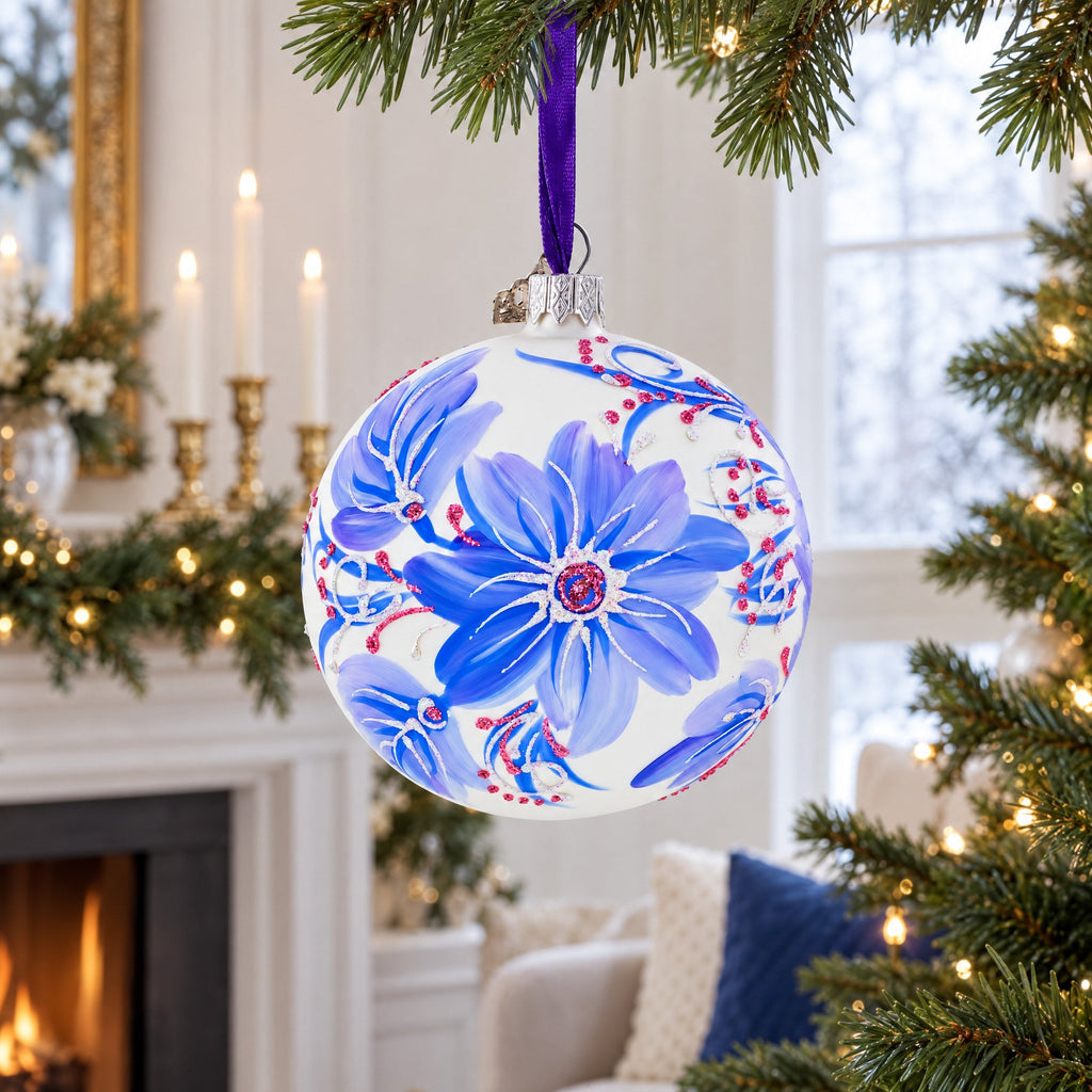 Gerbera Flowers Glass Ball Ornament
