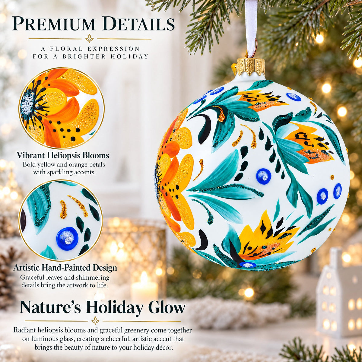 Heliopsis Flowers Glass Ball Ornament