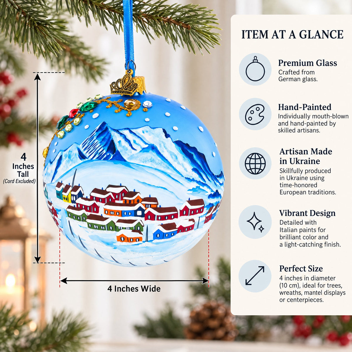 Greenland's Northern Lights Glass Ball Christmas Ornament