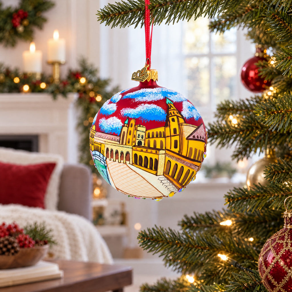 The Plaza de España (Spain Square) Sevilla, Spain Glass Ball Christmas Ornament