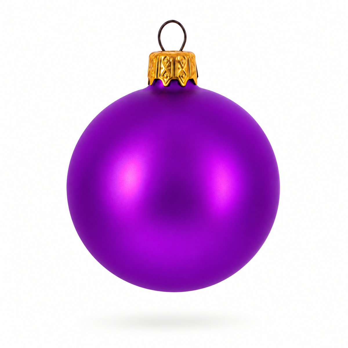 Set of 6 Matte Purple Glass Ball Christmas Ornaments 2.4 Inches