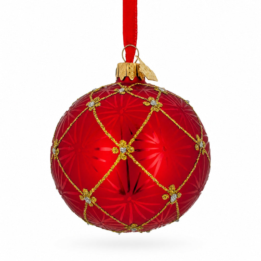 1897 Coronation In Red Royal Egg Glass Ornament 3.25 Inches