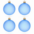 Set of 4 Translucent Light Blue Glass Ball Christmas Ornaments (019)