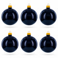 Black Glossy Glass Ball Christmas Ornament 3.25 Inches (036)