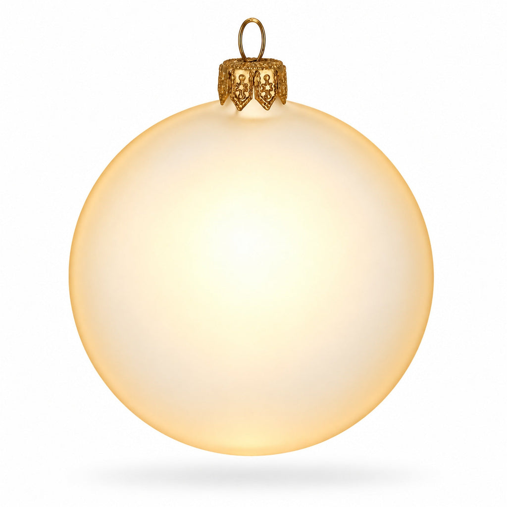 Set of 6 Translucent Ivory Glass Ball Christmas Ornaments (048)