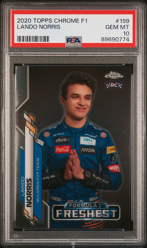 Graded 2020 Topps Chrome Formula 1 Lando Norris #199 Rookie RC F1 Racing Card PSA 10 Gem Mint
