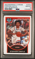 Graded 2023 Topps Bowman U Chrome Stephon Castle #07B14 2007-08 Bowman Rookie RC Basketball Card PSA 10 Gem Mint
