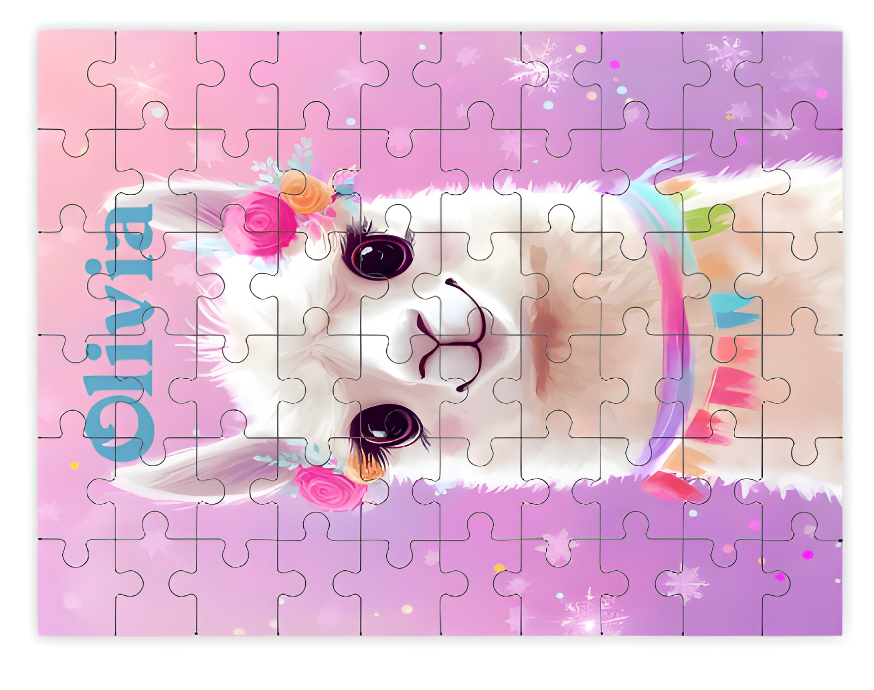 Magical Llama Personalized Wooden Puzzle | 60 Pieces | 15x20cm