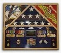 3 Flags Military Shadow Box, flag case for 3 flags USA Made