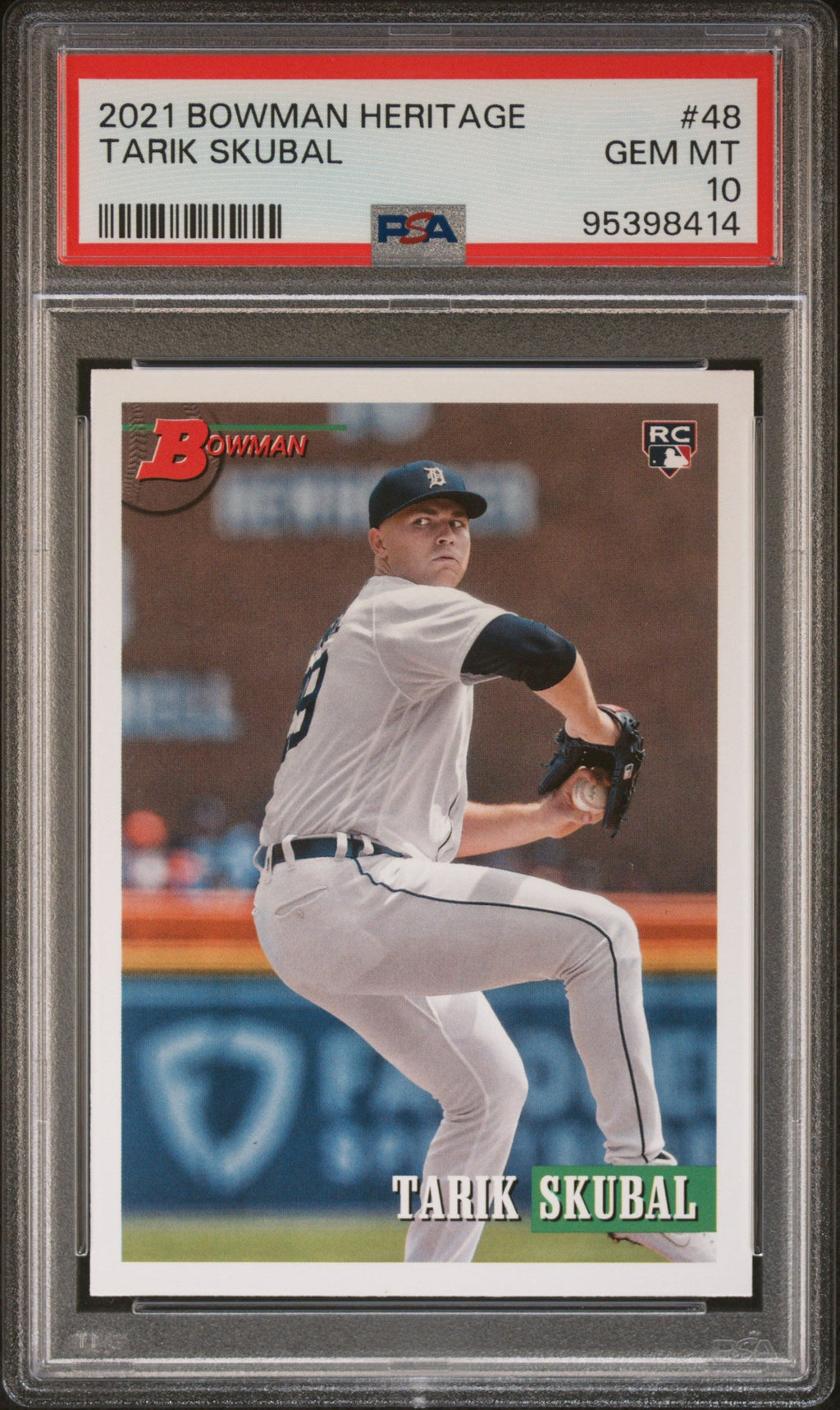 Graded 2021 Topps Bowman Heritage Tarik Skubal #48 Rookie RC Baseball Card PSA 10 Gem Mint