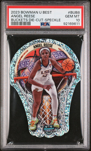 Graded 2023 Topps Bowman U Best Angel Reese #BUB8 Buckets Die Cut Speckle Rookie RC Basketball Card PSA 10 Gem Mint