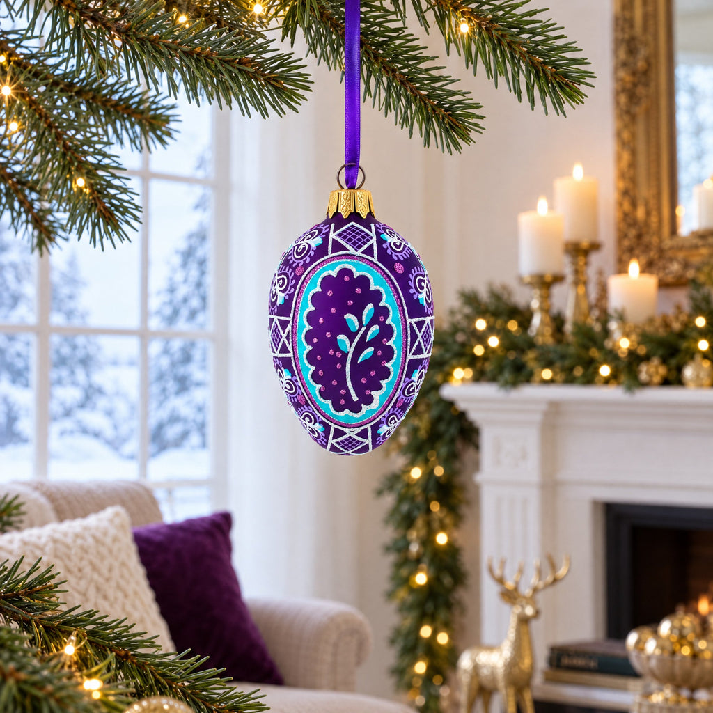 Willow Branch Glass Egg Ornament 4 Inches