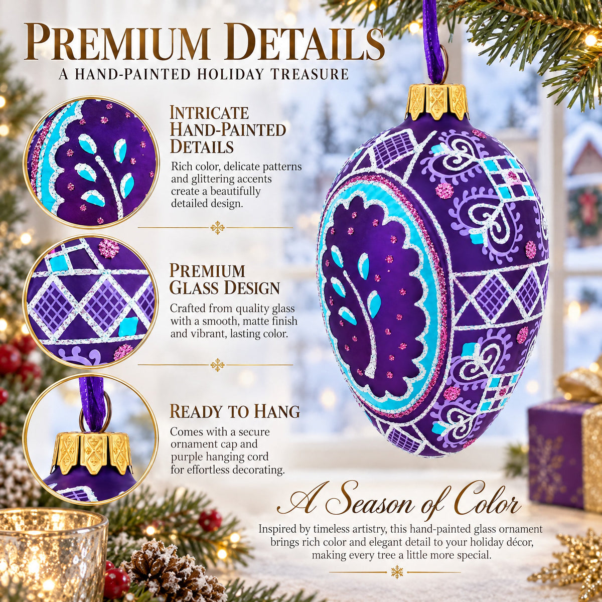 Willow Branch Glass Egg Ornament 4 Inches