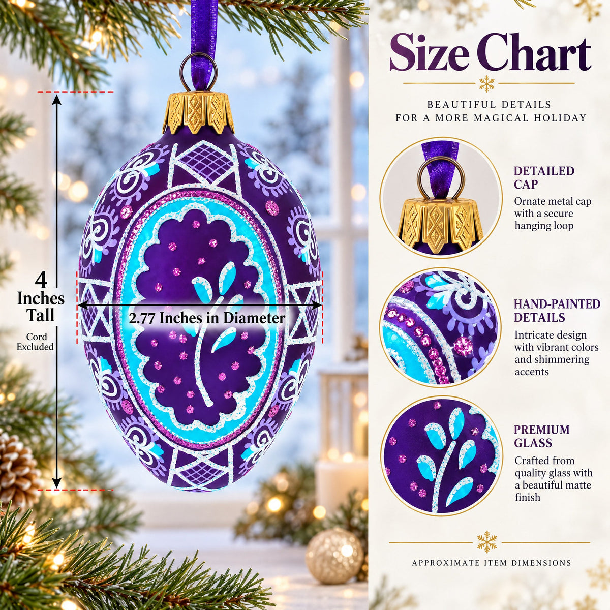 Willow Branch Glass Egg Ornament 4 Inches