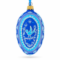 Blue Bird Pysanka Glass Egg Ornament 4 Inches
