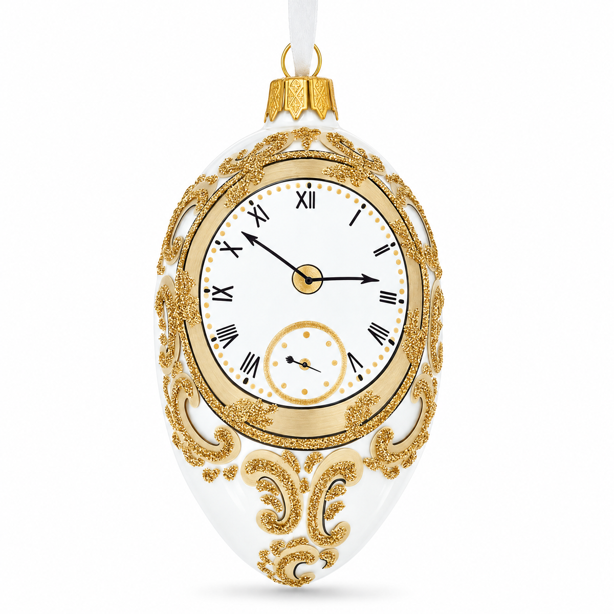 1903 The Clock Royal Egg Glass Ornament 4 Inches