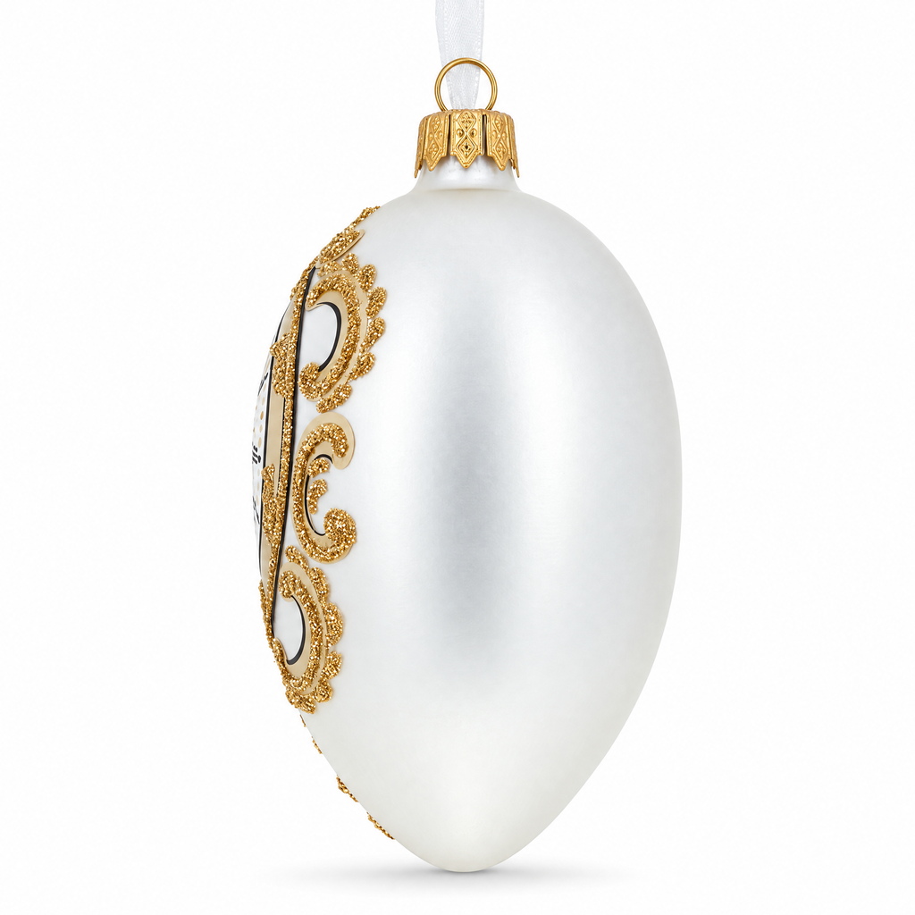 1903 The Clock Royal Egg Glass Ornament 4 Inches