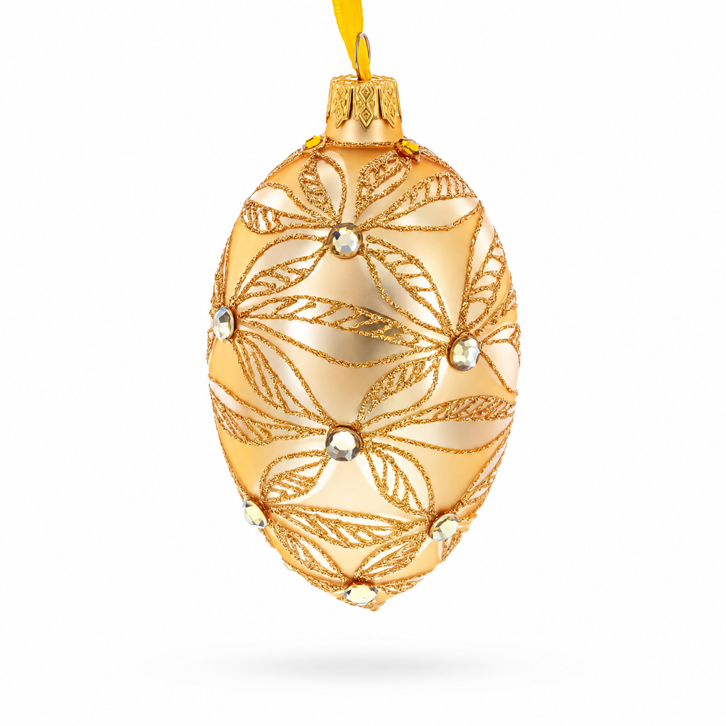 Jeweled Waves on Champagne Glass Egg Ornament 4 Inches