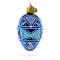 Ukrainian Geometric Blue on Purple Mini Glass Egg Ornament 2.9 Inches