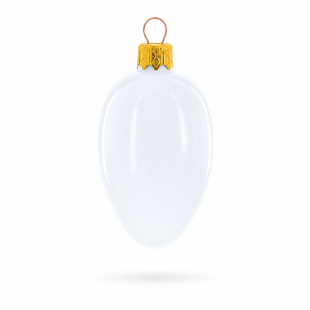 Set of 6 Glossy White Mini Glass Egg Ornaments 2.9 Inches