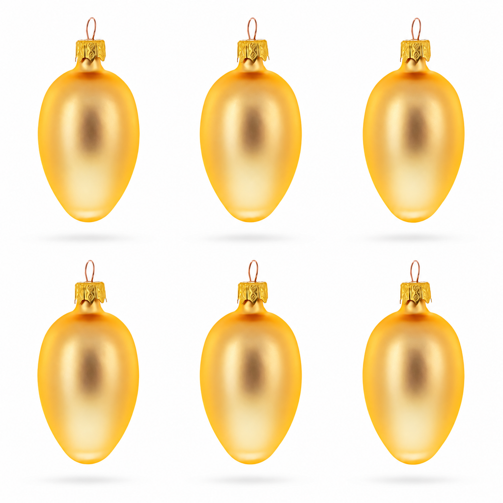Set of 6 Rose Gold Mini Glass Egg Ornaments 2.9 Inches