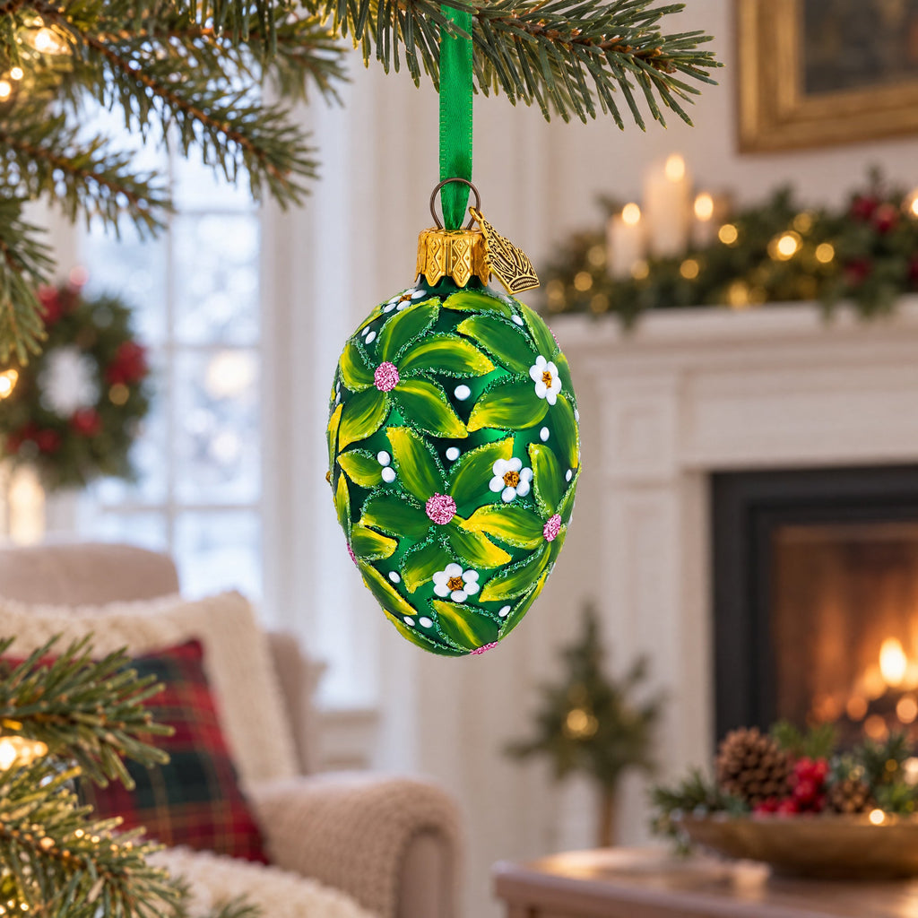 1911 The Bay Tree Mini Glass Egg Ornament 2.9 Inches
