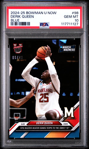 Graded 2024 Topps Bowman U Now Derik Queen #98 Blue /49 Rookie RC Basketball Card PSA 10 Gem Mint