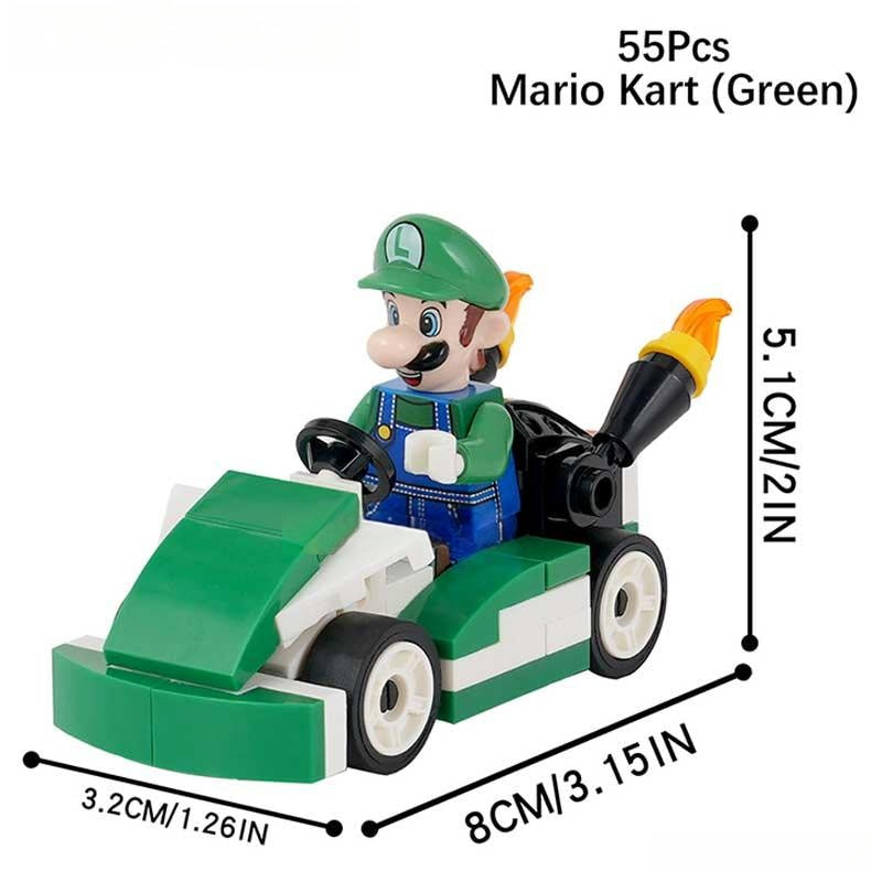 Luigi Kart Brothers Super Mario Minifigure Toy