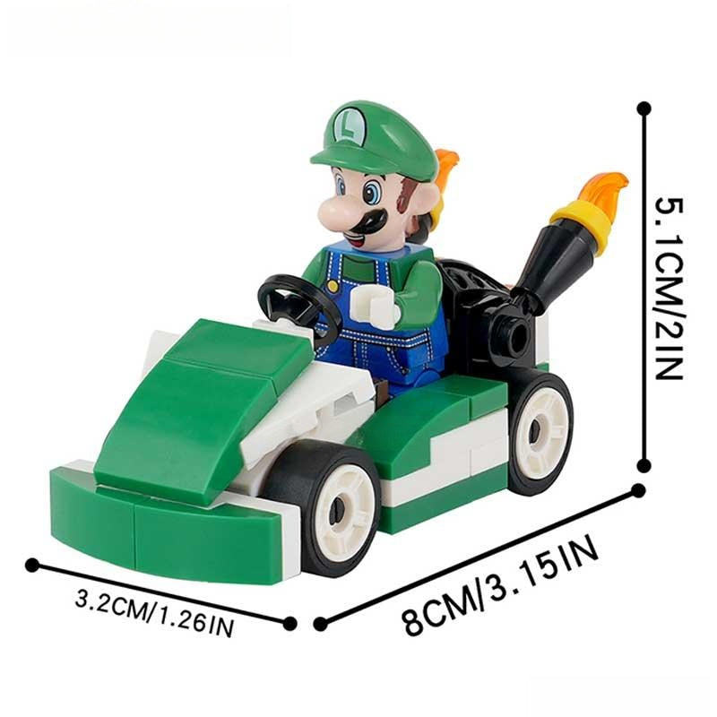 Luigi Kart Brothers Super Mario Minifigure Toy