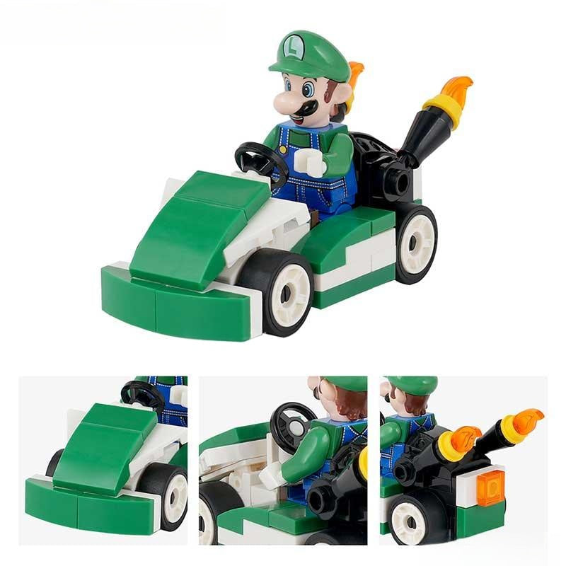 Luigi Kart Brothers Super Mario Minifigure Toy