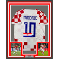 Framed Autographed/Signed Luka Modric 35x39 Croatia White Soccer Jersey Beckett BAS COA