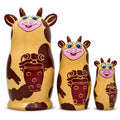 Set of 3 Cow Family Nesting Doll 5.5 Inches