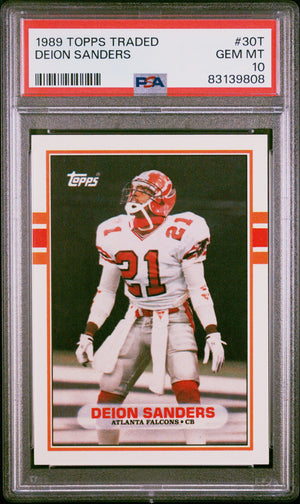 Graded 1989 Topps Traded Deion Sanders #30T Rookie RC Football Card PSA 10 Gem Mint