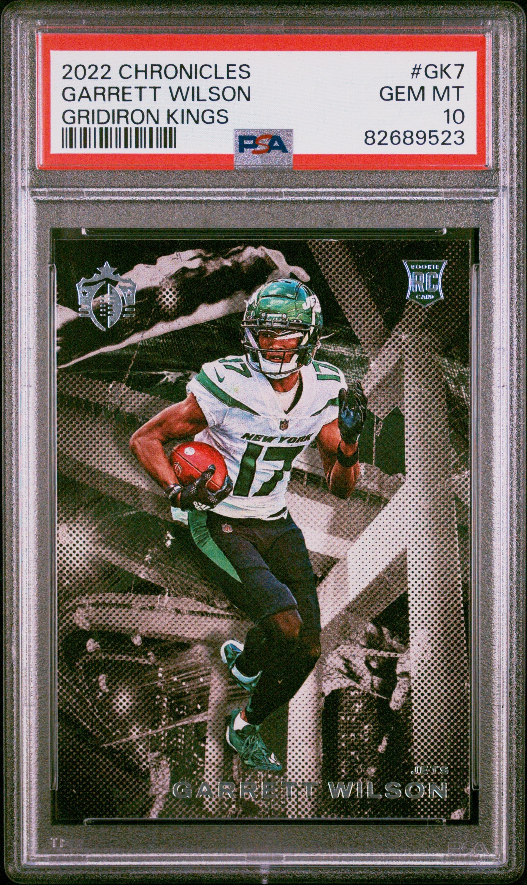 Graded 2022 Panini Chronicles Garrett Wilson #GK7 Gridiron Kings Rookie RC Football Card PSA 10 Gem Mint