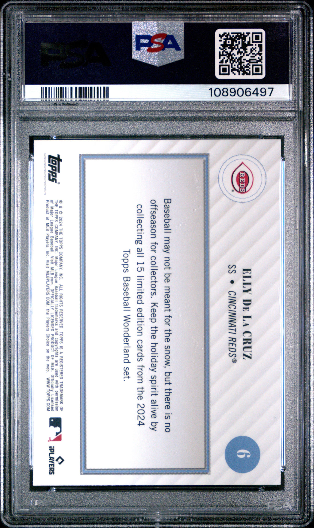 Graded 2024 Topps Wonderland Elly De La Cruz #6 Rookie RC Baseball Card PSA 9 Mint