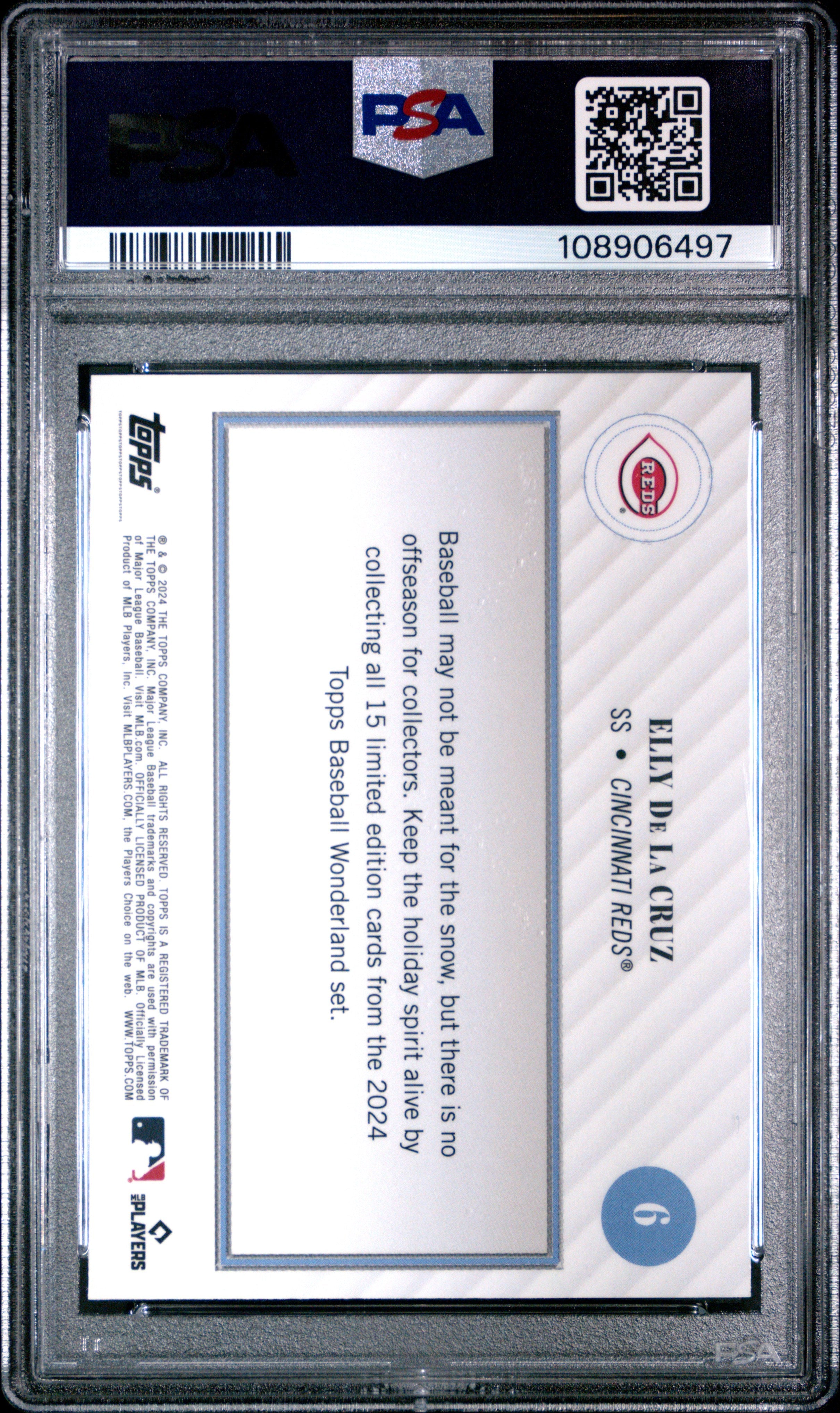 Graded 2024 Topps Wonderland Elly De La Cruz #6 Rookie RC Baseball Card PSA 9 Mint