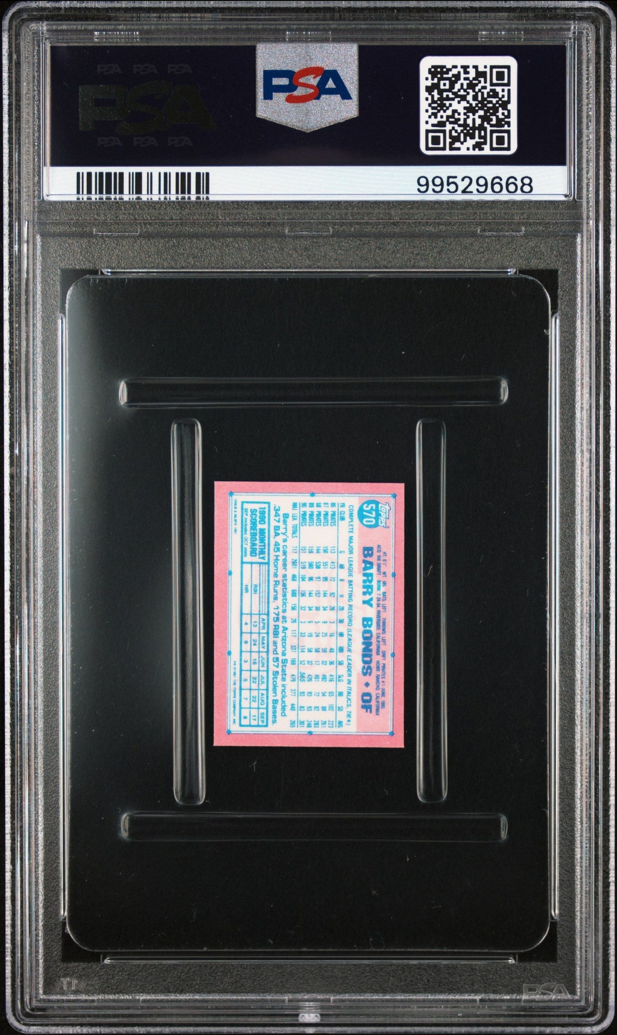 Graded 1991 Topps Micro Barry Bonds #570 Baseball Card PSA 10 Gem Mint