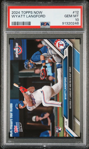 Graded 2024 Topps Now Wyatt Langford #12 Rookie RC Baseball Card PSA 10 Gem Mint
