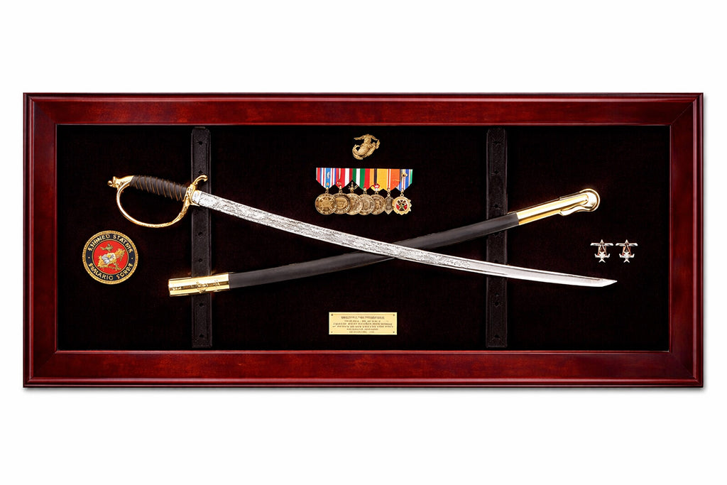 USMC NCO Sword Display Case, Sword Cases, Marine Sword Frame