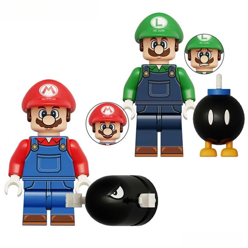 Mario & Luigi bomb set of 2 Super Mario Brothers Lego Compatible Minifigures